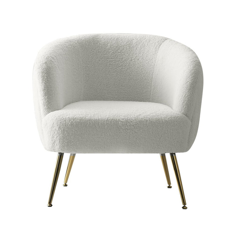 Casey Sherpa Accent Armchair - White - Furniture > Living Room - Rivercity House & Home Co. (ABN 18 642 972 209) - Affordable Modern Furniture Australia