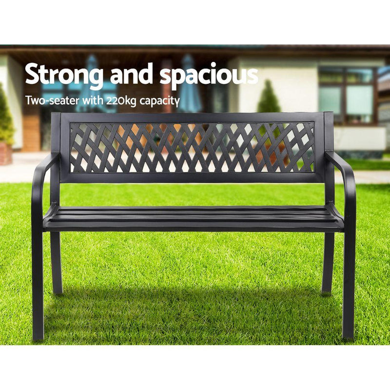 Cast Iron Modern Garden Bench - Black - Rivercity House & Home Co. (ABN 18 642 972 209) - Affordable Modern Furniture Australia