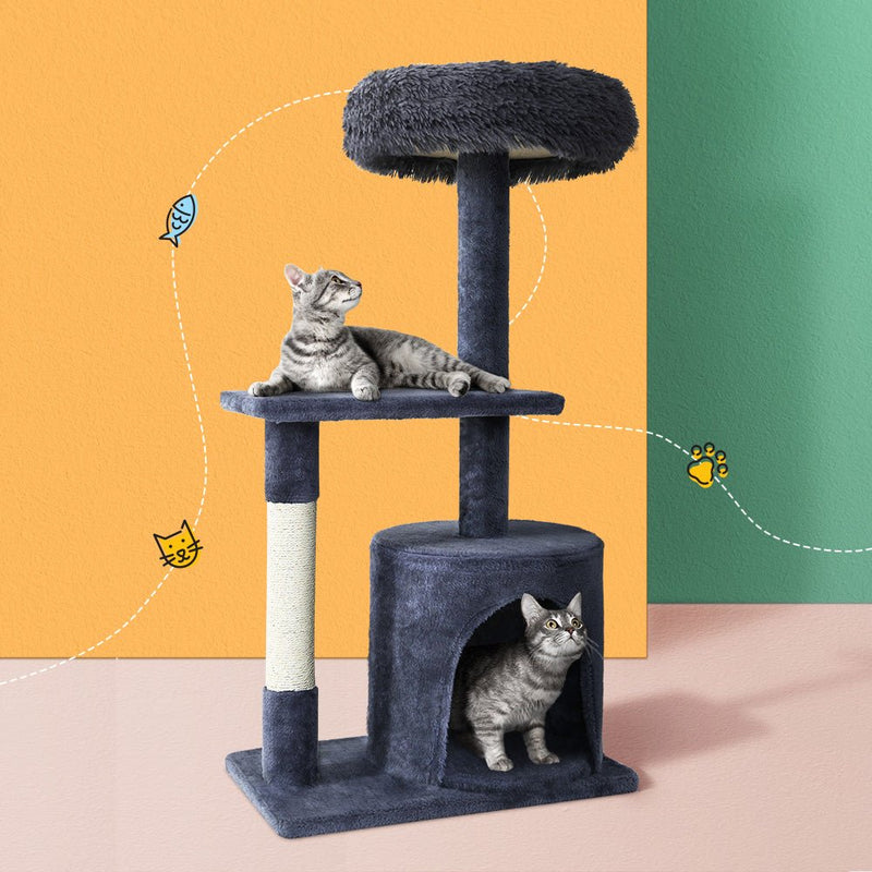 Cat Tree Scratching Post Scratcher Tower Condo House Grey 94cm - Pet Care > Cat Supplies - Rivercity House & Home Co. (ABN 18 642 972 209)