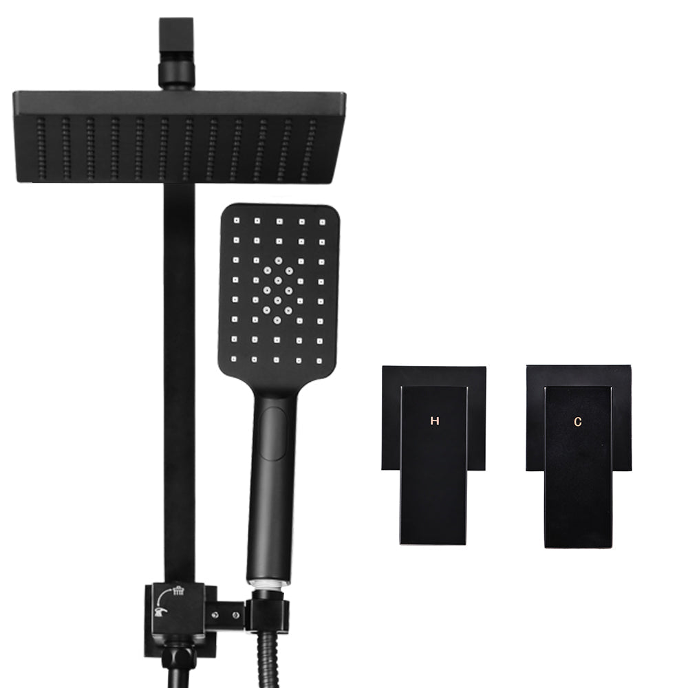 Cefito 8'' Rain Shower Head Set Handheld Round High Pressure Twins Tap Black - Home & Garden > Bathroom Accessories - Rivercity House & Home Co. (ABN 18 642 972 209) - Affordable Modern Furniture Australia