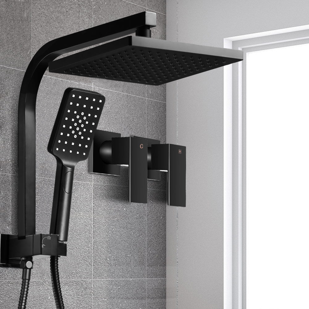 Cefito 8'' Rain Shower Head Set Handheld Round High Pressure Twins Tap Black - Home & Garden > Bathroom Accessories - Rivercity House & Home Co. (ABN 18 642 972 209) - Affordable Modern Furniture Australia