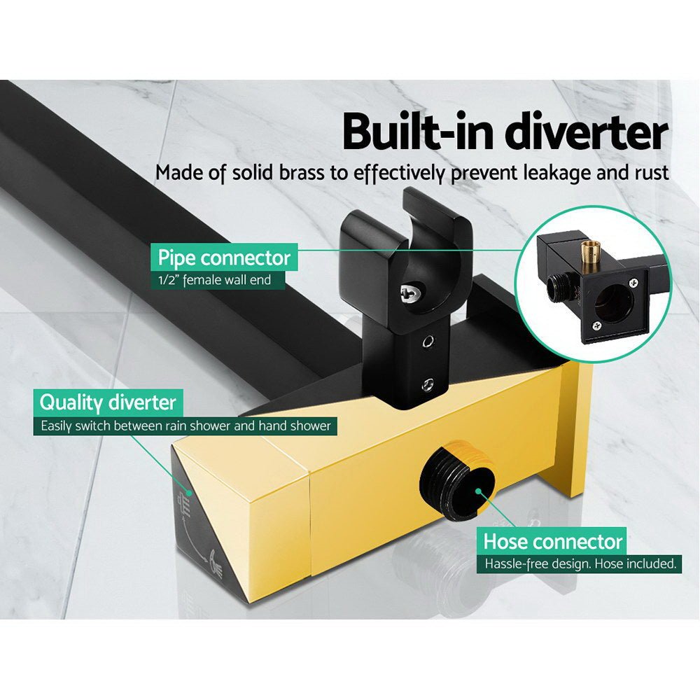 Cefito 8'' Rain Shower Head Set Handheld Round High Pressure Twins Tap Black - Home & Garden > Bathroom Accessories - Rivercity House & Home Co. (ABN 18 642 972 209) - Affordable Modern Furniture Australia