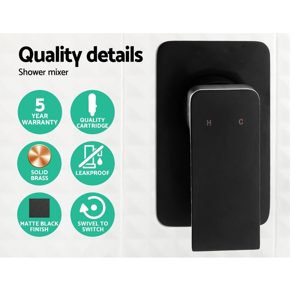 Cefito 8'' Rain Shower Head Wall Arm Square High Pressure Mixer Tap Black - Home & Garden > Bathroom Accessories - Rivercity House & Home Co. (ABN 18 642 972 209) - Affordable Modern Furniture Australia