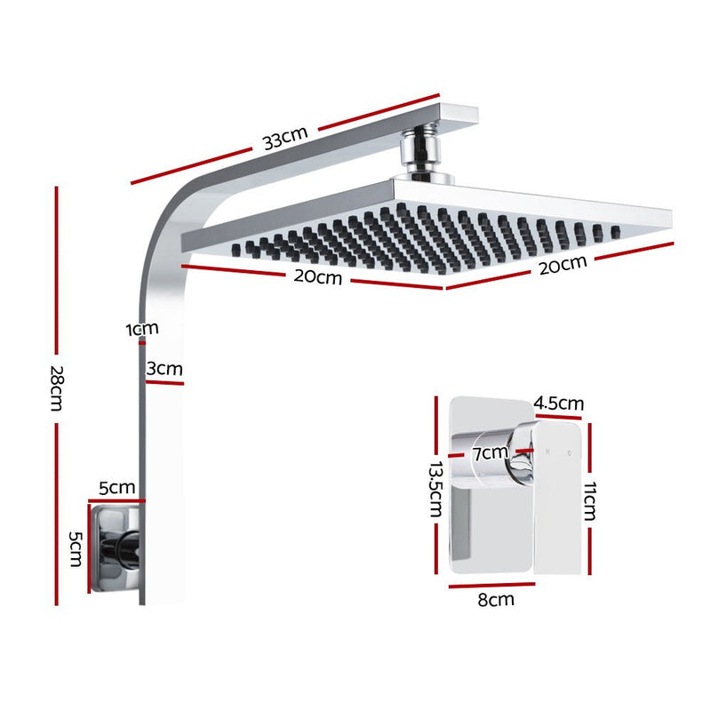 Cefito 8'' Rain Shower Head Wall Arm Square High Pressure Mixer Tap Chrome - Home & Garden > Bathroom Accessories - Rivercity House & Home Co. (ABN 18 642 972 209) - Affordable Modern Furniture Australia