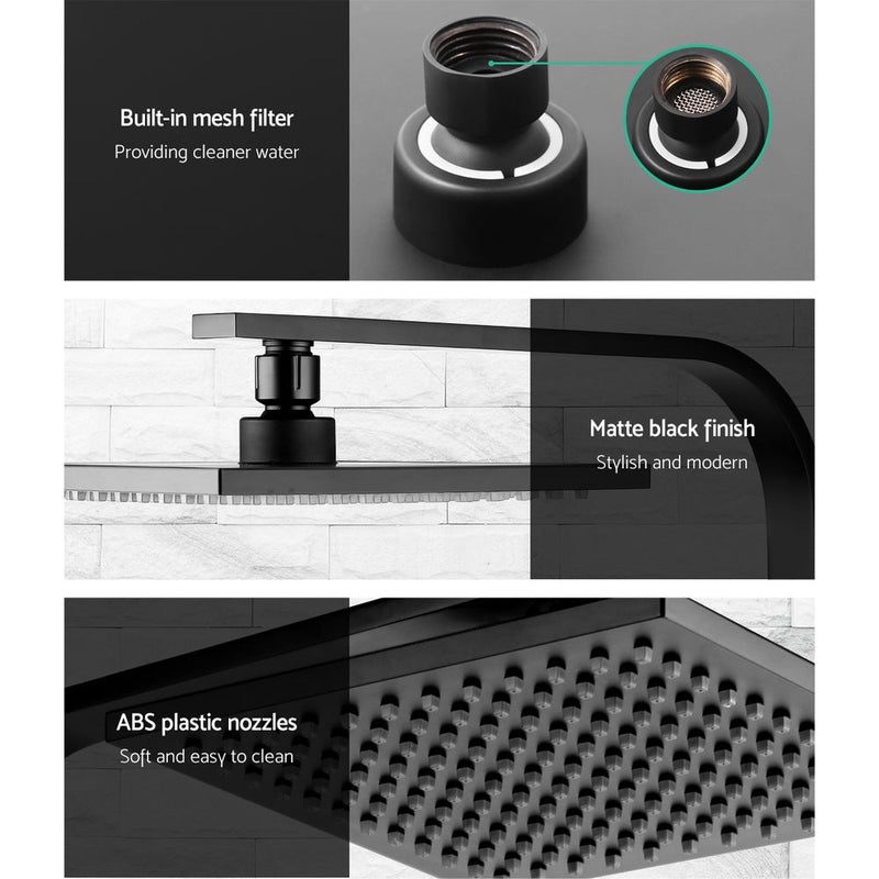 Cefito 8'' Rain Shower Head Wall Arm Square High Pressure Twins Tap Black - Home & Garden > Bathroom Accessories - Rivercity House & Home Co. (ABN 18 642 972 209) - Affordable Modern Furniture Australia