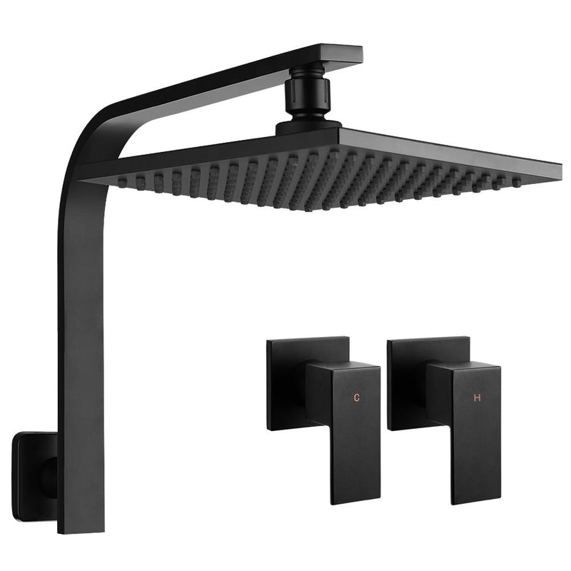 Cefito 8'' Rain Shower Head Wall Arm Square High Pressure Twins Tap Black - Home & Garden > Bathroom Accessories - Rivercity House & Home Co. (ABN 18 642 972 209) - Affordable Modern Furniture Australia