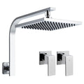 8'' Rain Shower Head Wall Arm Square High Pressure Twins Tap Chrome