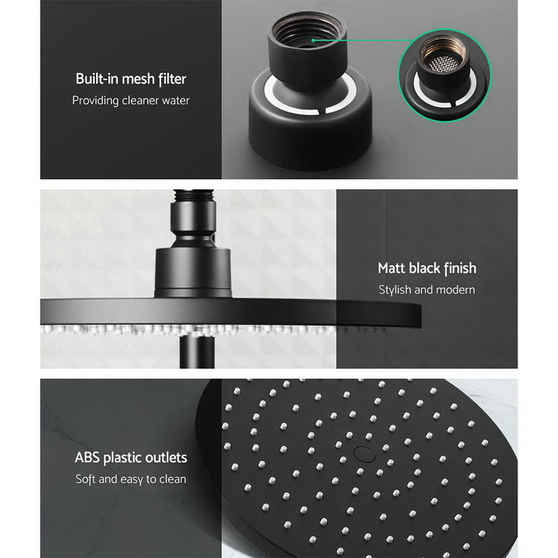 Cefito 9'' Rain Shower Head Set Handheld Round High Pressure Twins Tap Black - Home & Garden > Bathroom Accessories - Rivercity House & Home Co. (ABN 18 642 972 209) - Affordable Modern Furniture Australia