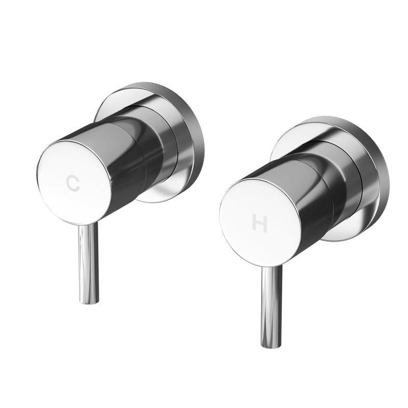 Cefito Basin Twin Tap Wall Round Brass Faucet Shower Bathtub Chrome - Home & Garden > Bathroom Accessories - Rivercity House & Home Co. (ABN 18 642 972 209) - Affordable Modern Furniture Australia