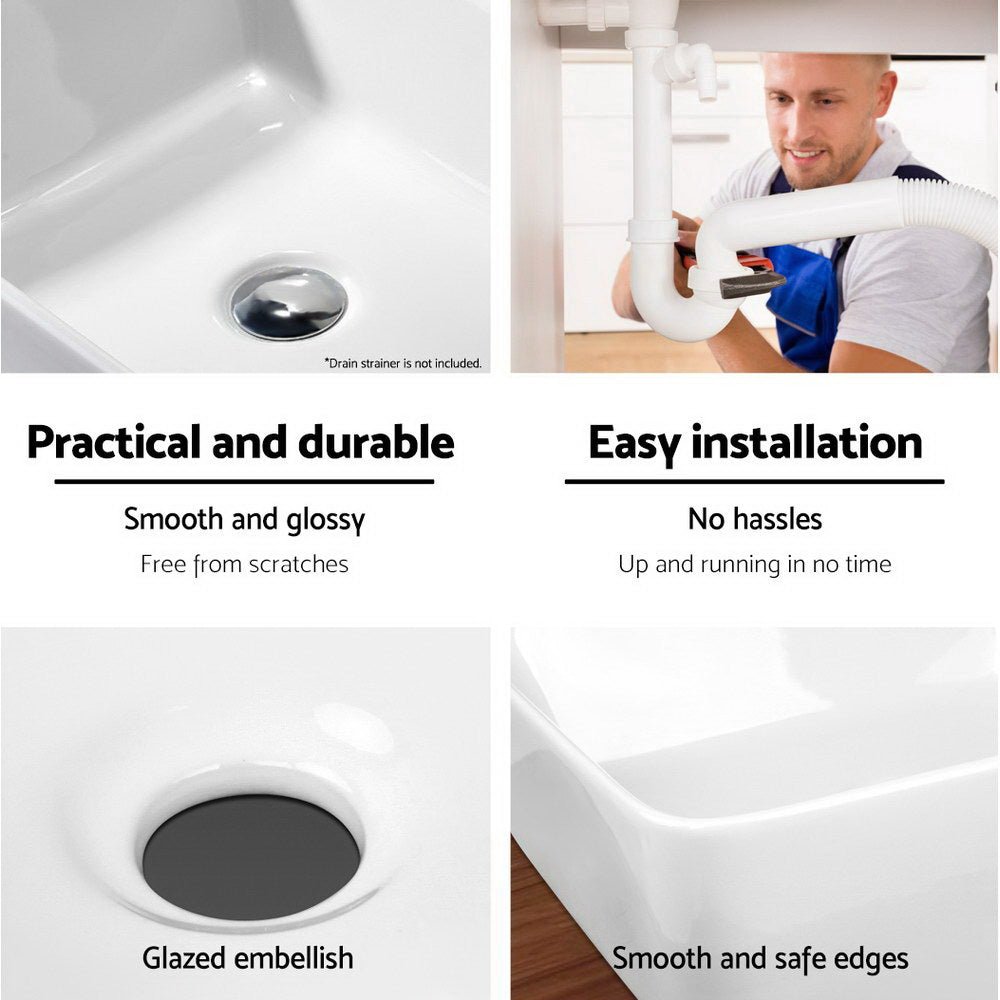Cefito Bathroom Basin Ceramic Vanity Sink Hand Wash Bowl 48x37cm White - Home & Garden > DIY - Rivercity House & Home Co. (ABN 18 642 972 209) - Affordable Modern Furniture Australia