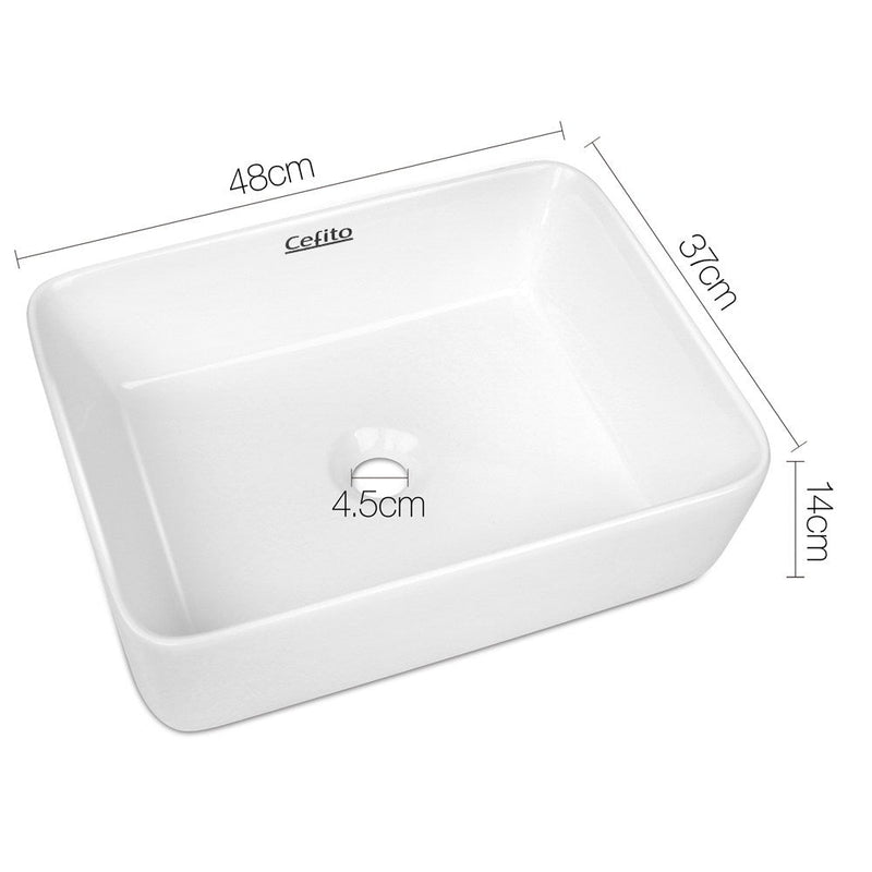 Cefito Bathroom Basin Ceramic Vanity Sink Hand Wash Bowl 48x37cm White - Home & Garden > DIY - Rivercity House & Home Co. (ABN 18 642 972 209) - Affordable Modern Furniture Australia