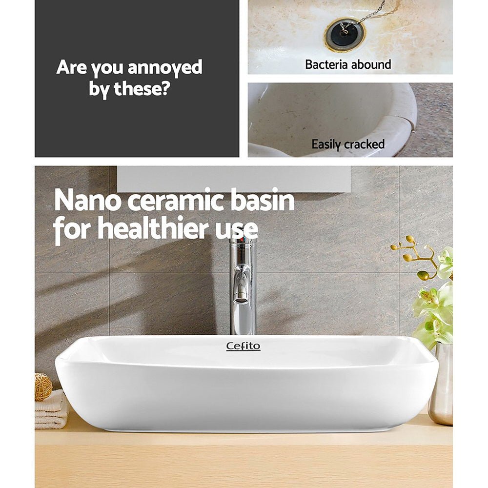 Cefito Bathroom Basin Ceramic Vanity Sink Hand Wash Bowl 60x38cm - Home & Garden > DIY - Rivercity House & Home Co. (ABN 18 642 972 209) - Affordable Modern Furniture Australia