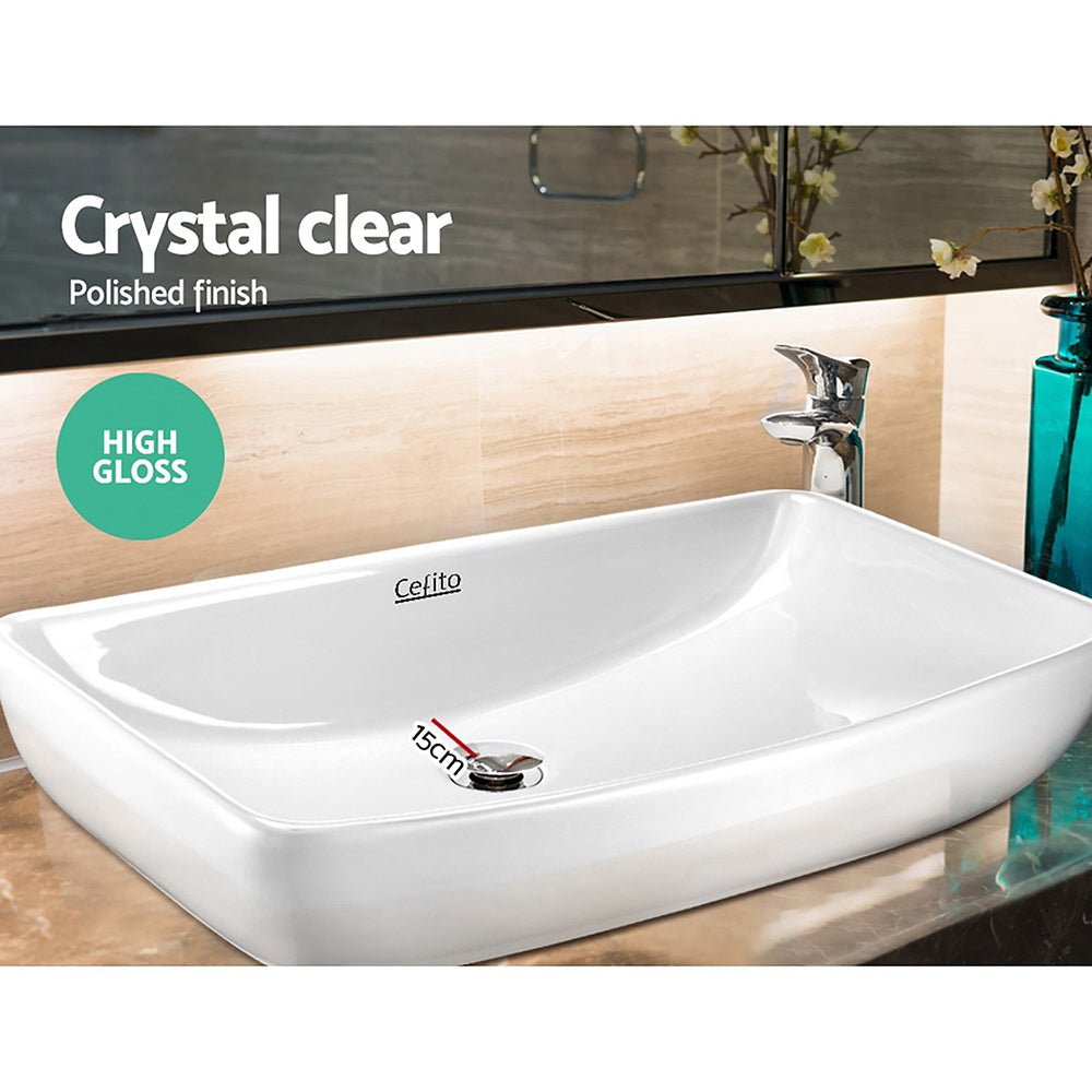Cefito Bathroom Basin Ceramic Vanity Sink Hand Wash Bowl 60x38cm - Home & Garden > DIY - Rivercity House & Home Co. (ABN 18 642 972 209) - Affordable Modern Furniture Australia