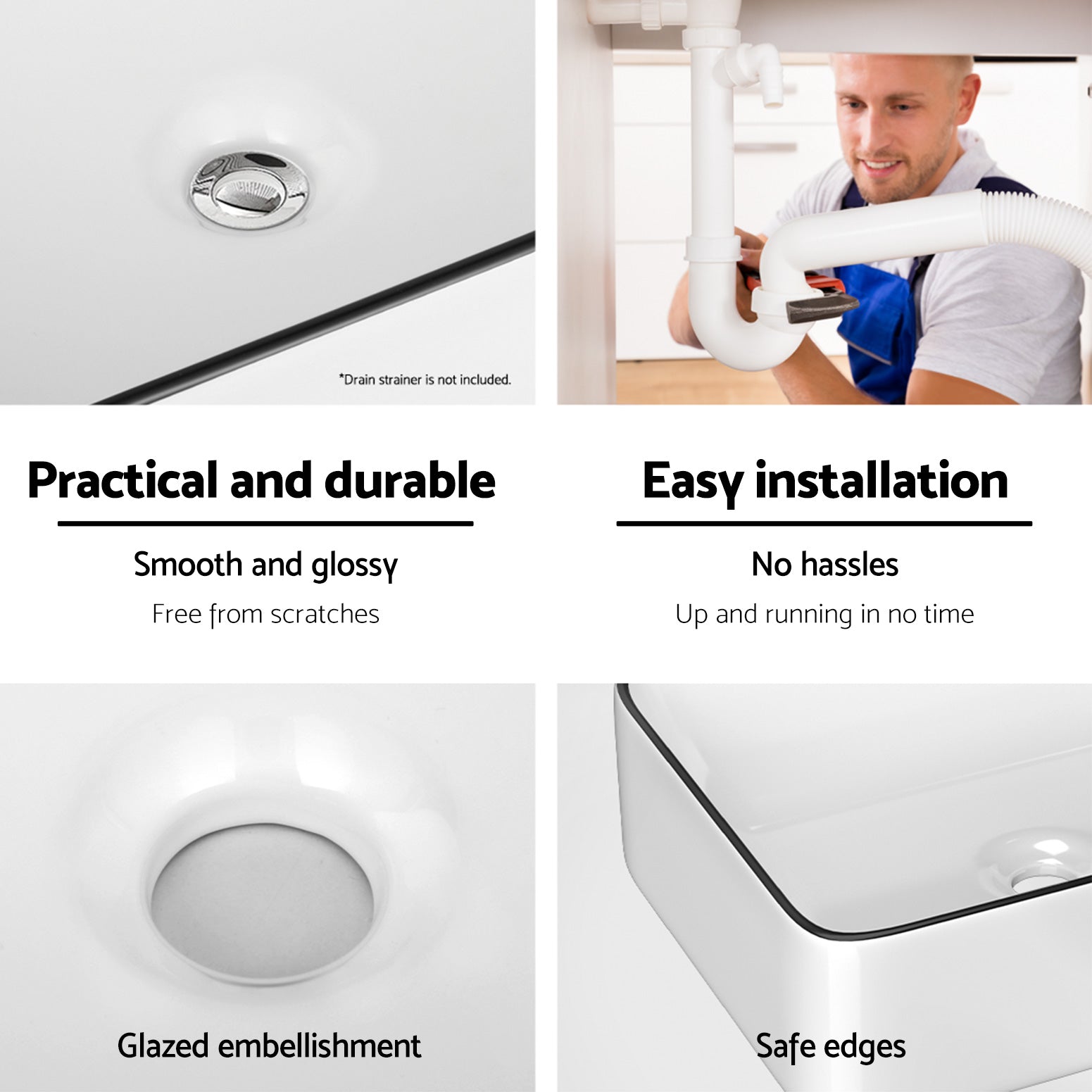 Ceramic Bathroom Basin Sink Above Counter 48x37cm - Home & Garden > DIY - Rivercity House & Home Co. (ABN 18 642 972 209) - Affordable Modern Furniture Australia