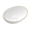 Ceramic Bathroom Basin Sink Hand Wash Bowl Gold Line 41x34cm