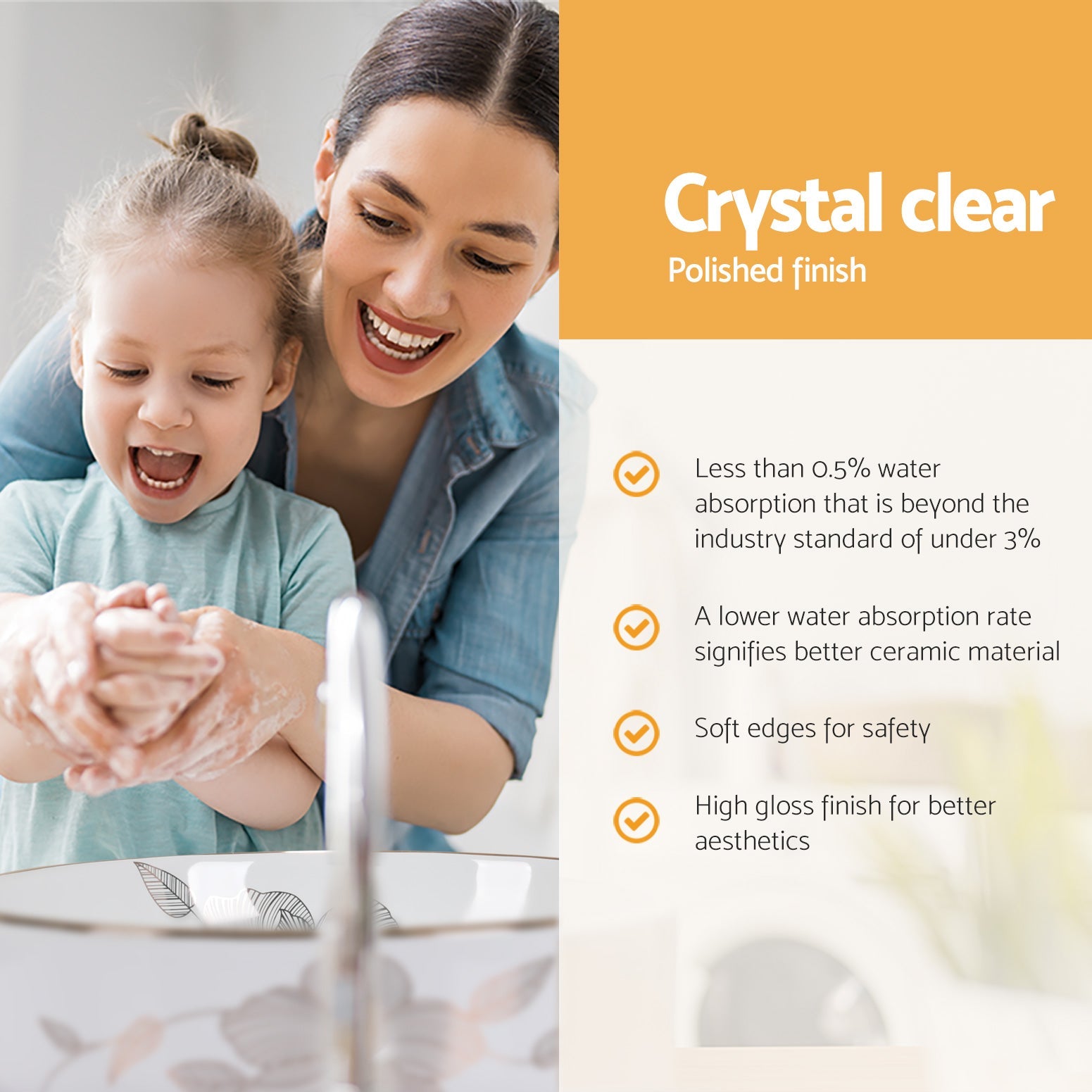 Ceramic Bathroom Basin Sink With Pattern 41x41cm - Home & Garden > DIY - Rivercity House & Home Co. (ABN 18 642 972 209) - Affordable Modern Furniture Australia