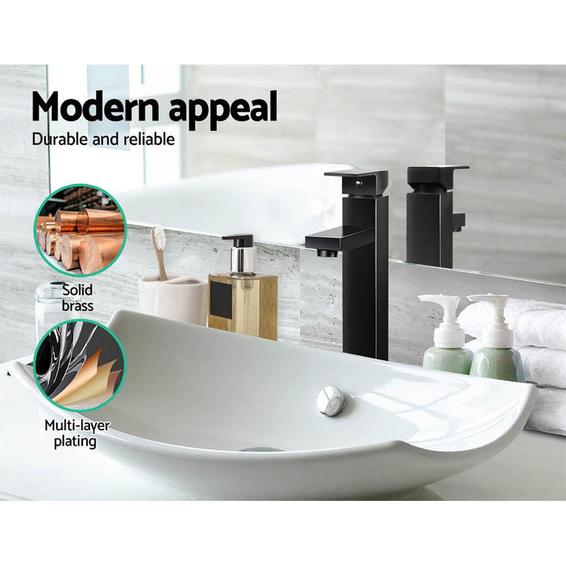 Cefito Bathroom Basin Mixer Tap Square Tall Faucet Vanity Laundry Black - Home & Garden > DIY - Rivercity House & Home Co. (ABN 18 642 972 209) - Affordable Modern Furniture Australia