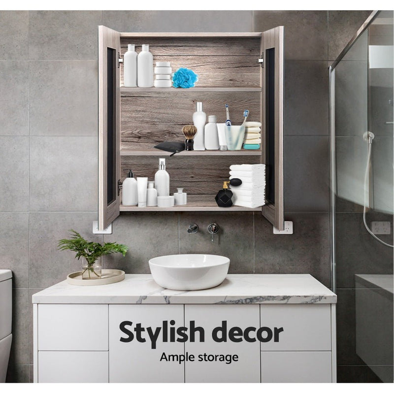 Cefito Bathroom Mirror Cabinet 600x720mm Oak - Furniture > Bathroom - Rivercity House & Home Co. (ABN 18 642 972 209) - Affordable Modern Furniture Australia