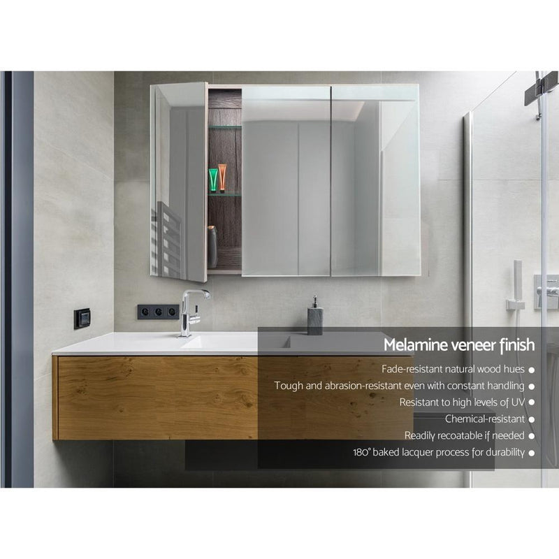 Cefito Bathroom Vanity Mirror with Storage Cabinet - Natural - Rivercity House & Home Co. (ABN 18 642 972 209) - Affordable Modern Furniture Australia