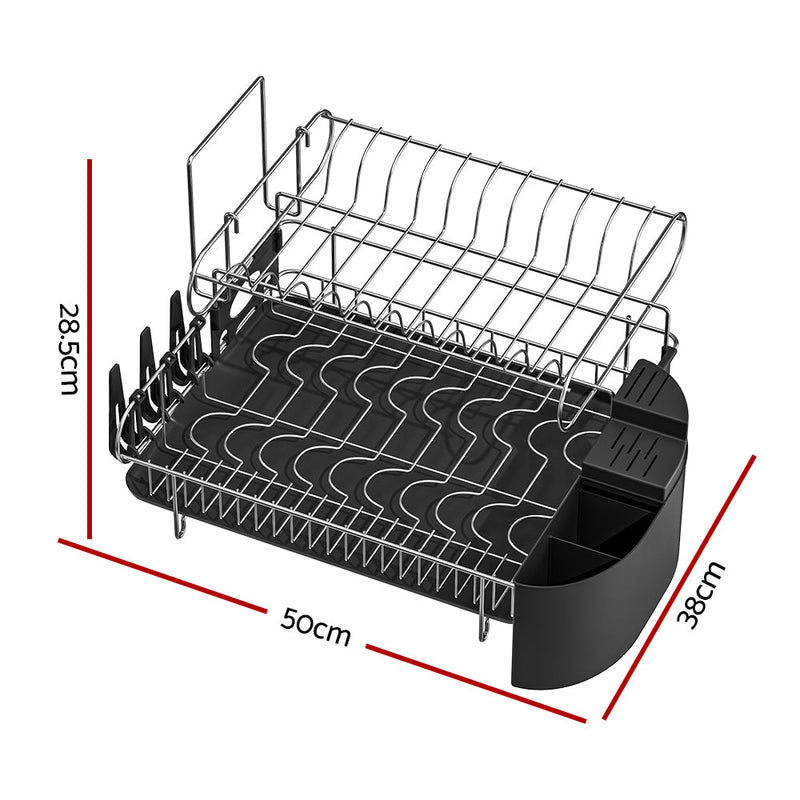 Cefito Dish Rack Drying Drainer Cup Holder Cutlery Tray Kitchen Organiser 2-Tier - Home & Garden > Kitchenware - Rivercity House & Home Co. (ABN 18 642 972 209)