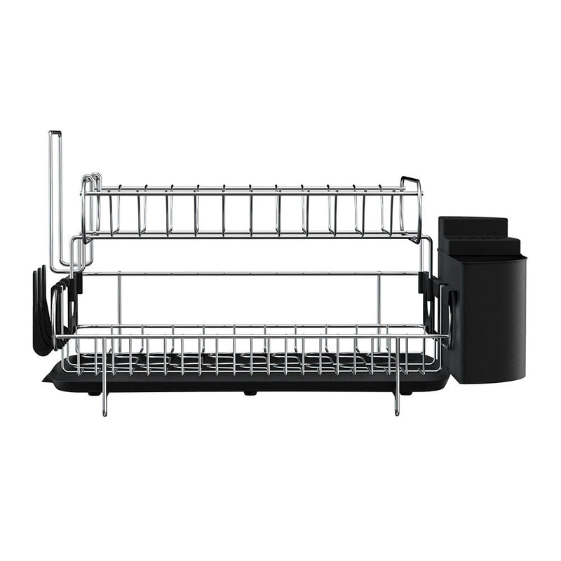 2 Tier Dish Drying Rack Silver and Black - Home & Garden > Kitchenware - Rivercity House & Home Co. (ABN 18 642 972 209) - Affordable Modern Furniture Australia