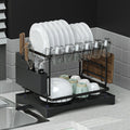 All In One 2 Tier Dish Rack Drainer Black
