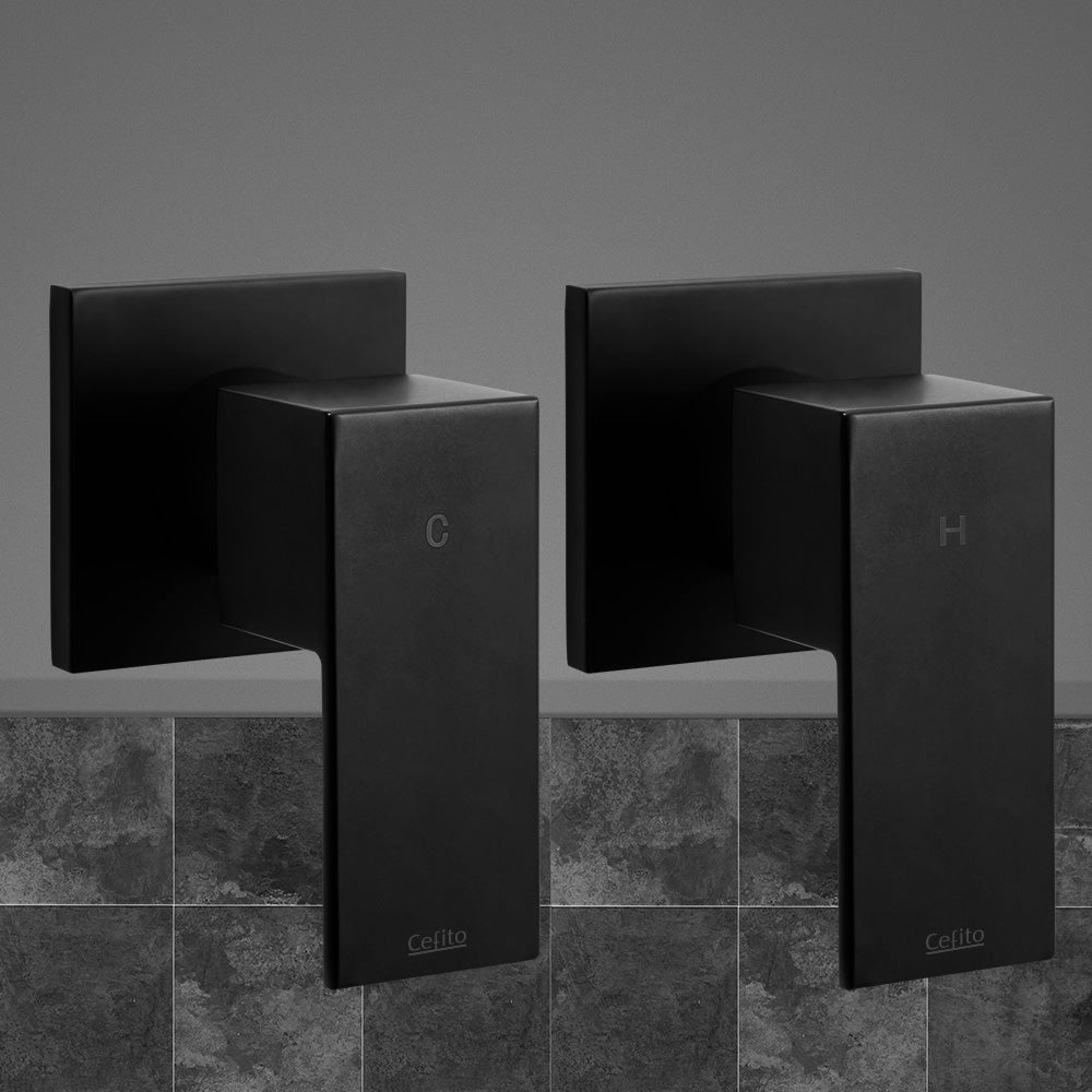 Cefito Shower Twins Tap Wall Bath Taps Brass Hot Cold Basin Bathroom Black - Home & Garden > Bathroom Accessories - Rivercity House & Home Co. (ABN 18 642 972 209) - Affordable Modern Furniture Australia