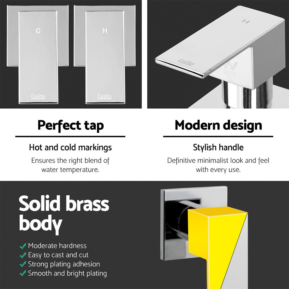 Cefito Shower Twins Tap Wall Bath Taps Brass Hot Cold Basin Bathroom Chrome - Home & Garden > Bathroom Accessories - Rivercity House & Home Co. (ABN 18 642 972 209) - Affordable Modern Furniture Australia