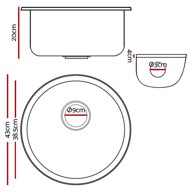 Cefito Stone Kitchen Sink Round 430MM Granite Under/Topmount Basin Bowl Laundry White - Home & Garden > Bathroom Accessories - Rivercity House & Home Co. (ABN 18 642 972 209) - Affordable Modern Furniture Australia