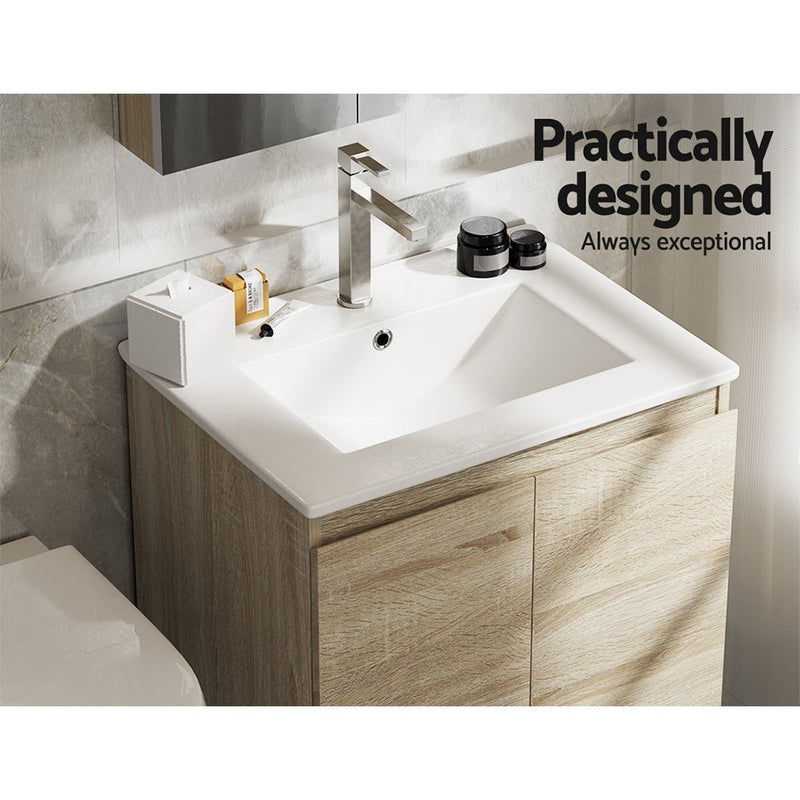 Cefito Vanity Unit 600mm with Basin Oak - Furniture > Bathroom - Rivercity House & Home Co. (ABN 18 642 972 209) - Affordable Modern Furniture Australia