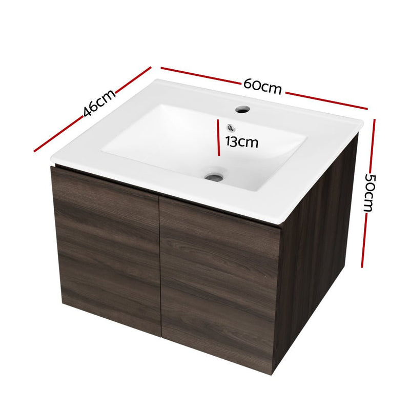 Cefito Vanity Unit 600mm with Basin Walnut - Furniture > Bathroom - Rivercity House & Home Co. (ABN 18 642 972 209) - Affordable Modern Furniture Australia