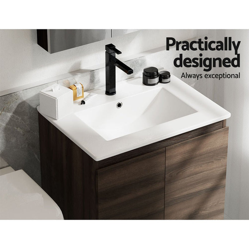 Cefito Vanity Unit 600mm with Basin Walnut - Furniture > Bathroom - Rivercity House & Home Co. (ABN 18 642 972 209) - Affordable Modern Furniture Australia