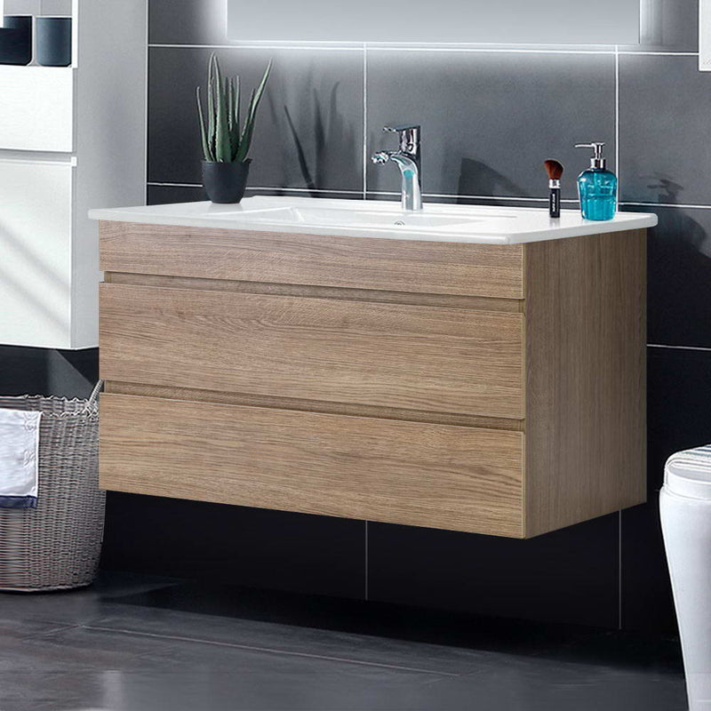 Cefito Vanity Unit 915mm with Basin Oak - Furniture > Bathroom - Rivercity House & Home Co. (ABN 18 642 972 209) - Affordable Modern Furniture Australia