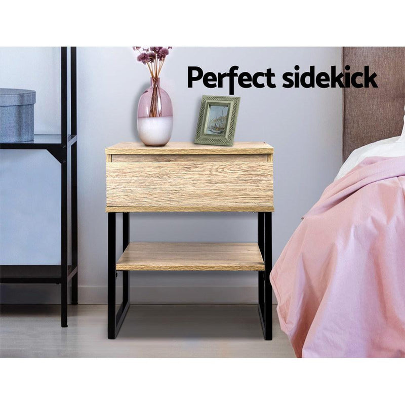 Chest Style Metal Bedside Table - Furniture - Rivercity House & Home Co. (ABN 18 642 972 209) - Affordable Modern Furniture Australia