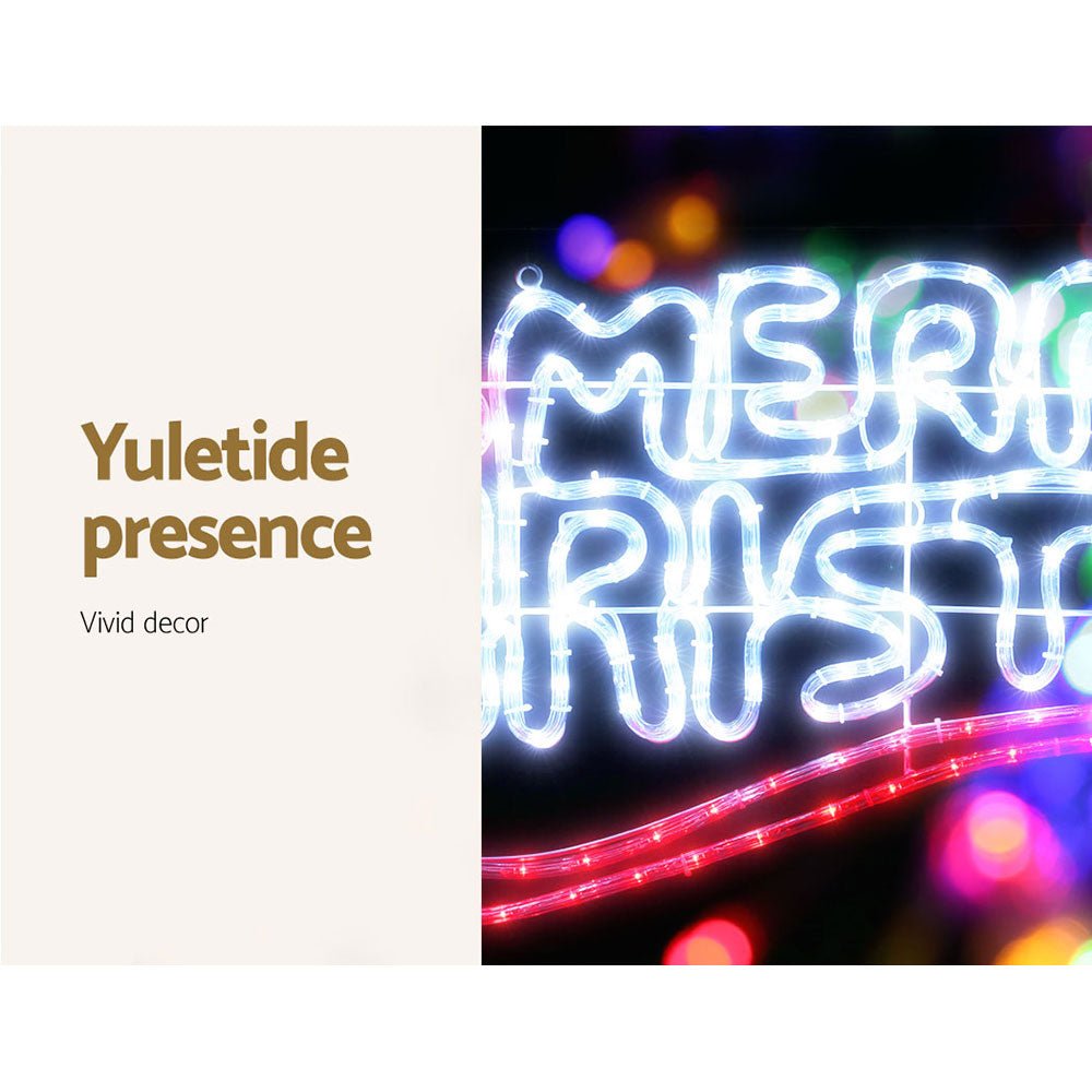 Christmas Motif Lights LED Rope Merry Xmas Waterproof Colourful - Rivercity House & Home Co. (ABN 18 642 972 209) - Affordable Modern Furniture Australia