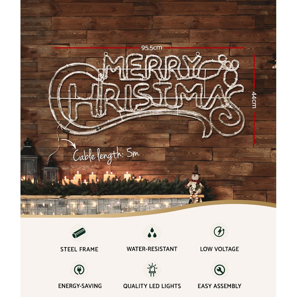 Christmas Motif Lights LED Rope Merry Xmas Waterproof Colourful - Rivercity House & Home Co. (ABN 18 642 972 209) - Affordable Modern Furniture Australia