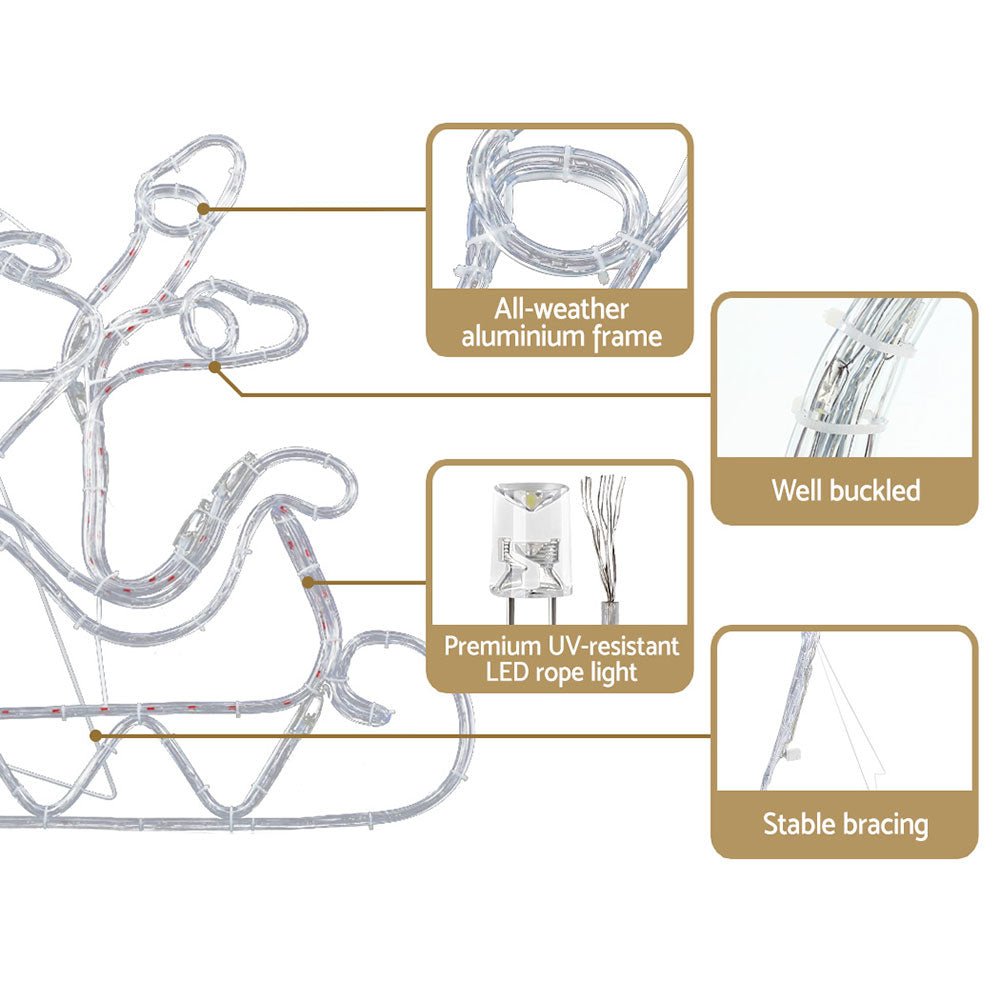 Christmas Motif Lights LED Rope Reindeer Waterproof Colourful Xmas - Rivercity House & Home Co. (ABN 18 642 972 209) - Affordable Modern Furniture Australia