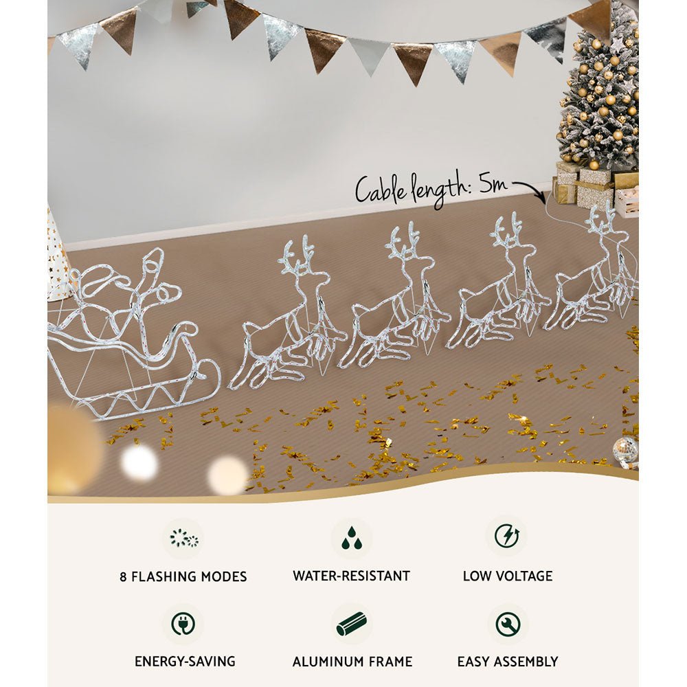 Christmas Motif Lights LED Rope Reindeer Waterproof Colourful Xmas - Rivercity House & Home Co. (ABN 18 642 972 209) - Affordable Modern Furniture Australia