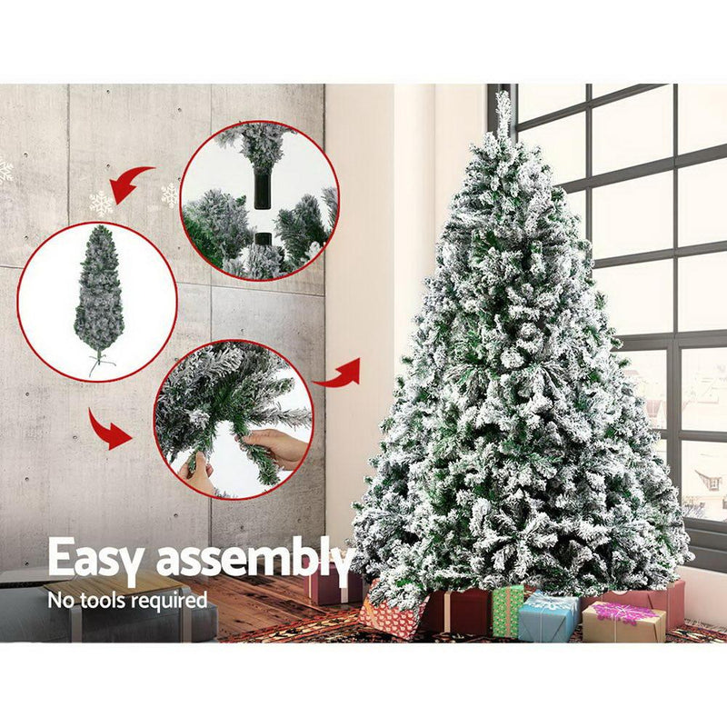 Christmas Tree 2.4M 8FT Xmas Decorations Snow Home Decor 1500 Tips - Rivercity House & Home Co. (ABN 18 642 972 209) - Affordable Modern Furniture Australia