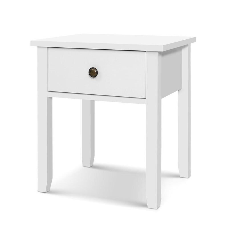 Classic Bedside Table With Drawer White - Rivercity House & Home Co. (ABN 18 642 972 209) - Affordable Modern Furniture Australia