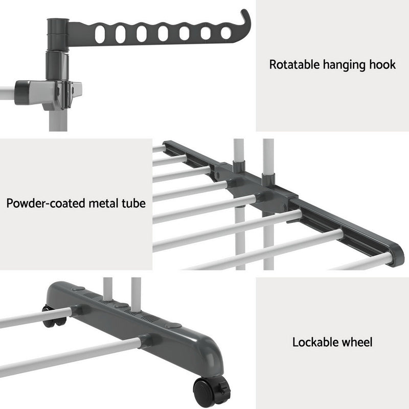 Clothes Drying Rack 173cm Coat Aier Hanger Foldable - Furniture > Bedroom - Rivercity House & Home Co. (ABN 18 642 972 209) - Affordable Modern Furniture Australia