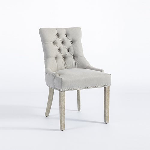 Coaster 2X Dining Chair Light Grey Linen White Wash Legs - Furniture > Dining - Rivercity House & Home Co. (ABN 18 642 972 209) - Affordable Modern Furniture Australia