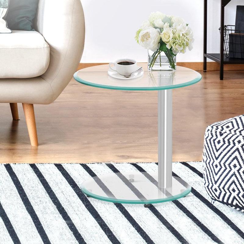 Coffee Table | Oval Tempered Glass (Great For Bedside Too) - Rivercity House & Home Co. (ABN 18 642 972 209) - Affordable Modern Furniture Australia