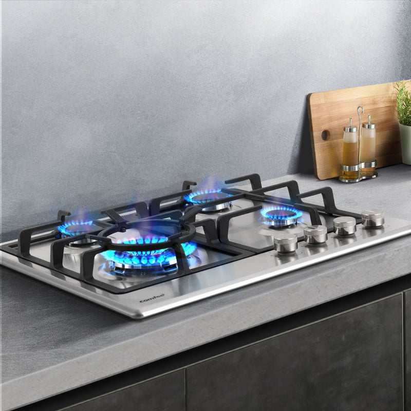 Comfee 60cm Gas Cooktop Stainless Steel 4 Burners Kitchen Stove Cook Top NG LPG - Appliances > Kitchen Appliances - Rivercity House & Home Co. (ABN 18 642 972 209) - Affordable Modern Furniture Australia