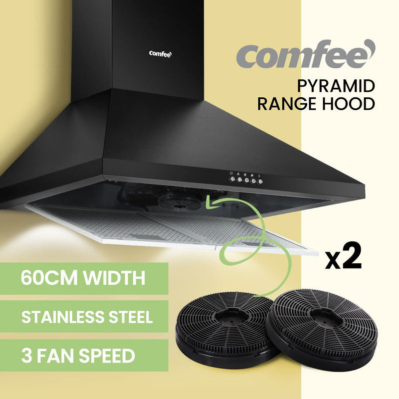 Comfee Rangehood 600mm Home Kitchen Wall Mount Canopy With 2 PCS Filter Replacement - Appliances > Kitchen Appliances - Rivercity House & Home Co. (ABN 18 642 972 209) - Affordable Modern Furniture Australia