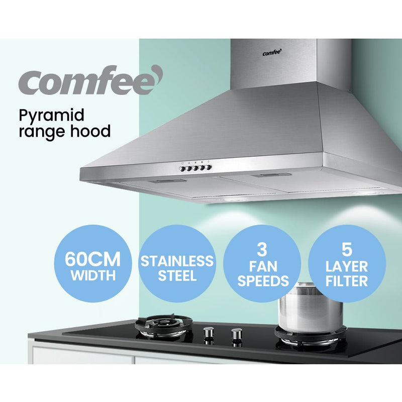Comfee Rangehood 600mm Range Hood Stainless Steel Home Kitchen Canopy Vent 60cm - Appliances > Kitchen Appliances - Rivercity House & Home Co. (ABN 18 642 972 209) - Affordable Modern Furniture Australia