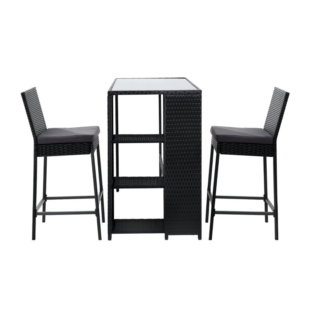 Compact Wicker Bar Set Table & Stools - Furniture > Outdoor - Rivercity House & Home Co. (ABN 18 642 972 209) - Affordable Modern Furniture Australia