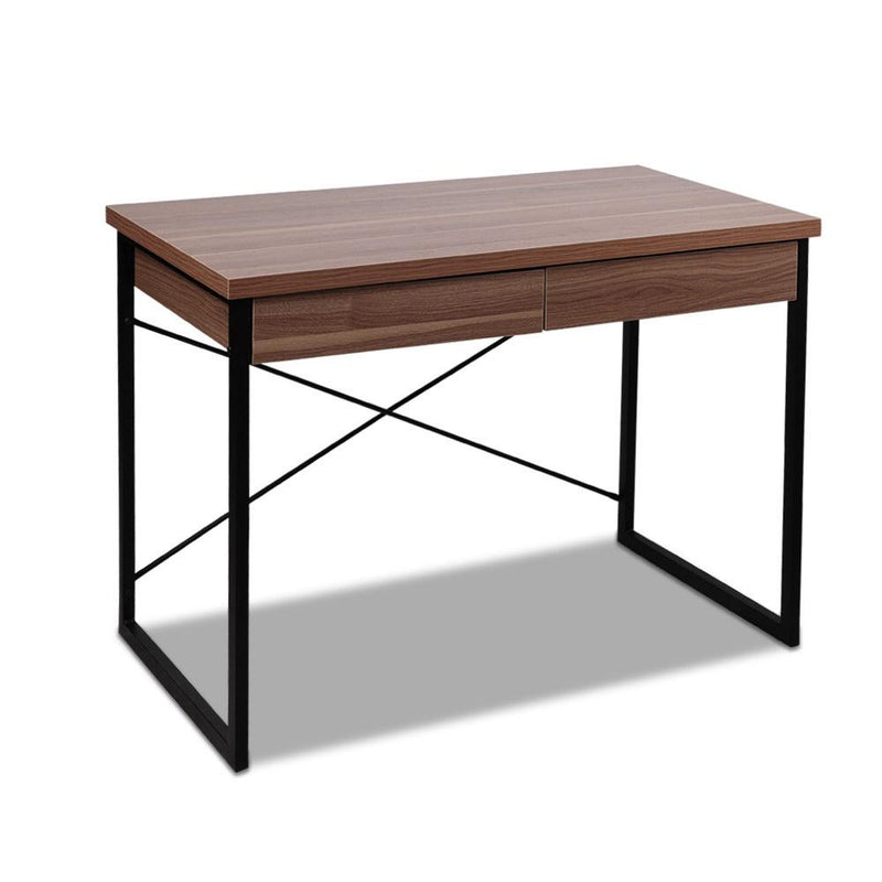 Computer Desk with Drawers (Walnut) - Rivercity House & Home Co. (ABN 18 642 972 209) - Affordable Modern Furniture Australia