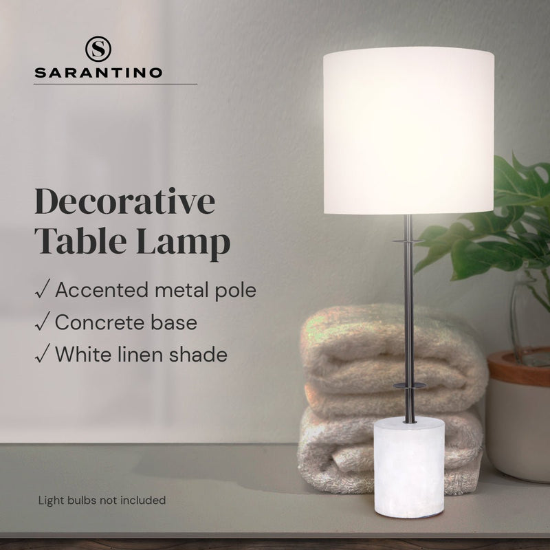 Concrete & Metal Table Lamp with Off-White Linen Shade - Home & Garden > Lighting - Rivercity House & Home Co. (ABN 18 642 972 209) - Affordable Modern Furniture Australia