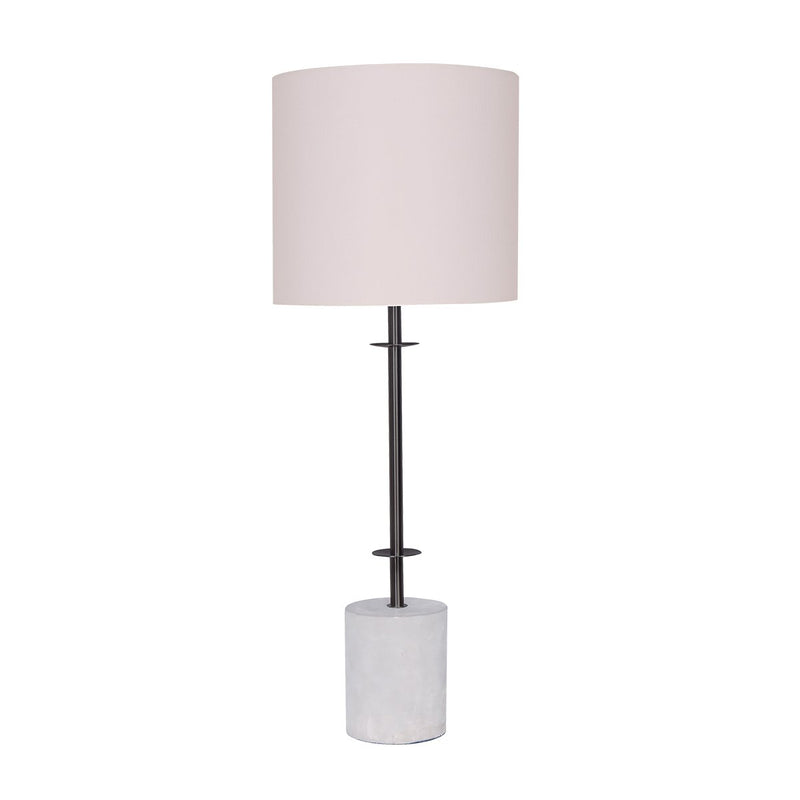Concrete & Metal Table Lamp with Off-White Linen Shade - Home & Garden > Lighting - Rivercity House & Home Co. (ABN 18 642 972 209) - Affordable Modern Furniture Australia
